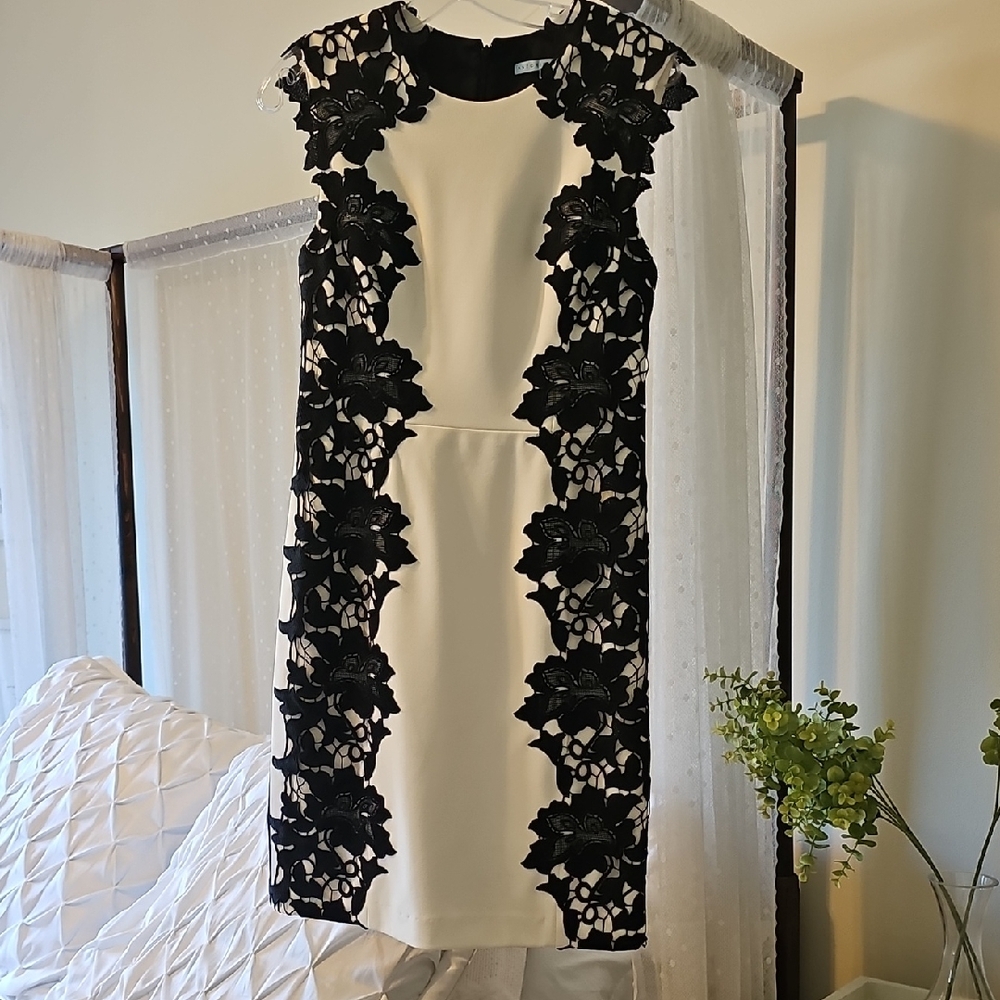 Elegant Black and White Floral Dress